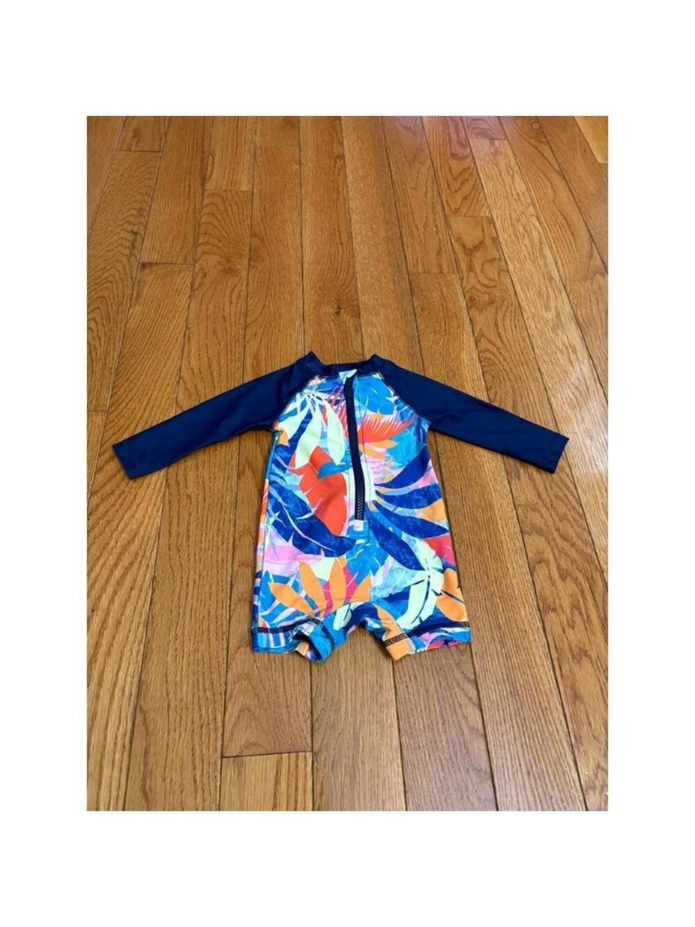 Old Navy Baby 3-6M Tropical Palm Leaf Long Sleeve Rash Guard One Piece Swimsuit